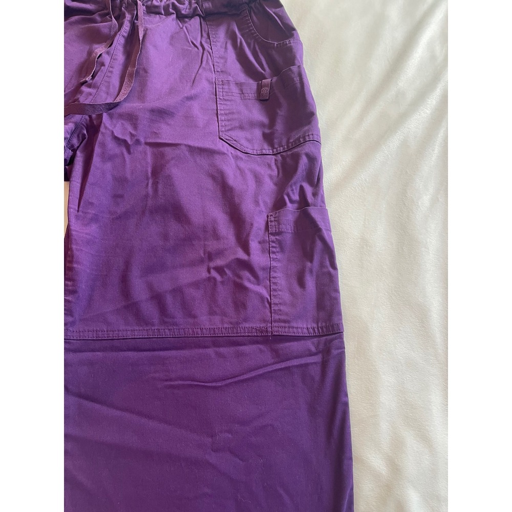 Butter-Soft Stretch Scrub Pants Womens 2X Purple Cargo Drawstring Elastic Waist - Picture 6 of 12